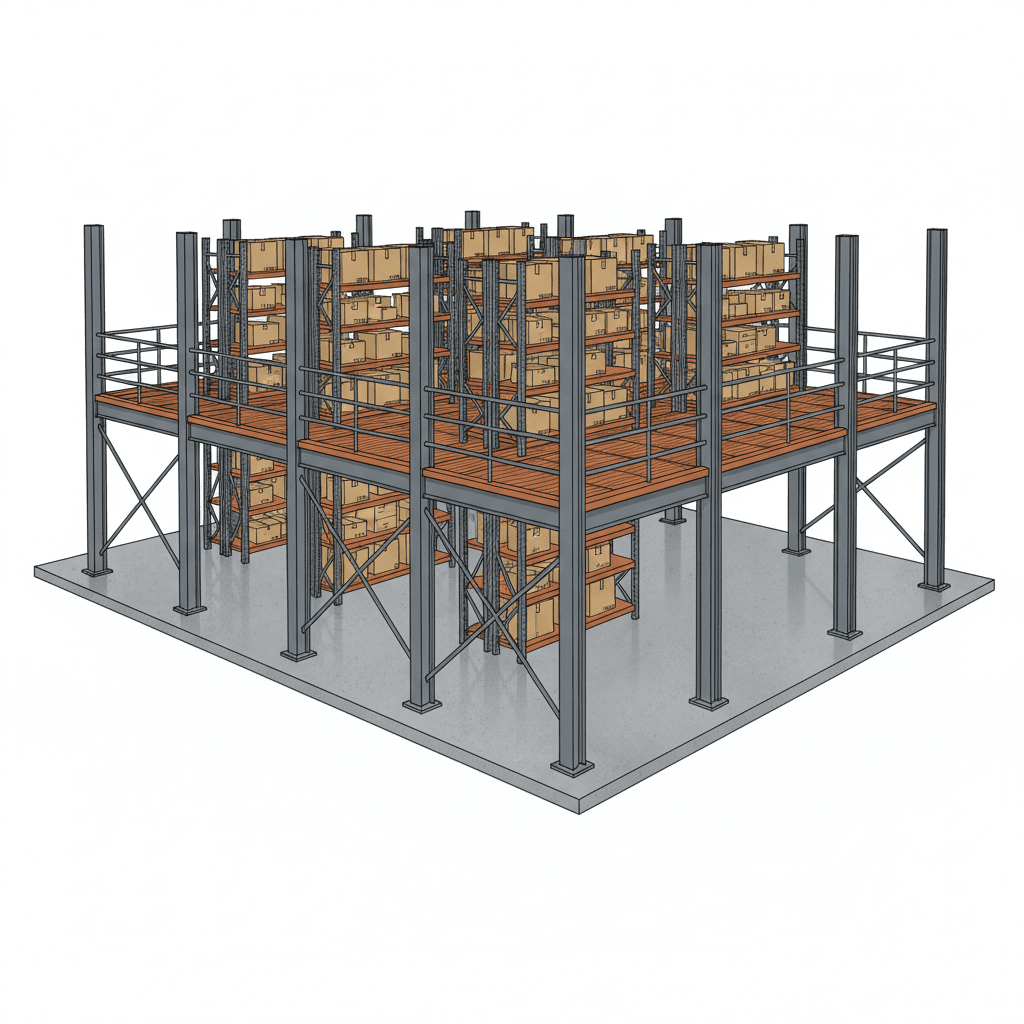 Warehouse mezzanine structure overview